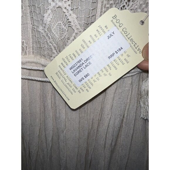 BOG Collective Lavanda Dress Bohemian Boho Crochet Cream Color NWTS $184 X - Picture 5 of 9